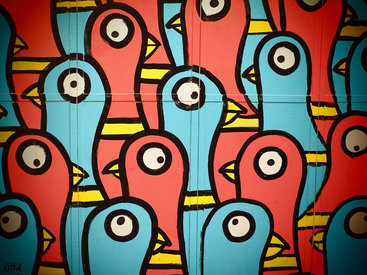 modern art blue and multicolored bird abstract art montpellier